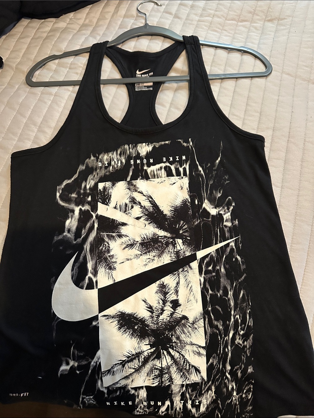 Nike Black Palm-Graphic Racerback Tank Top